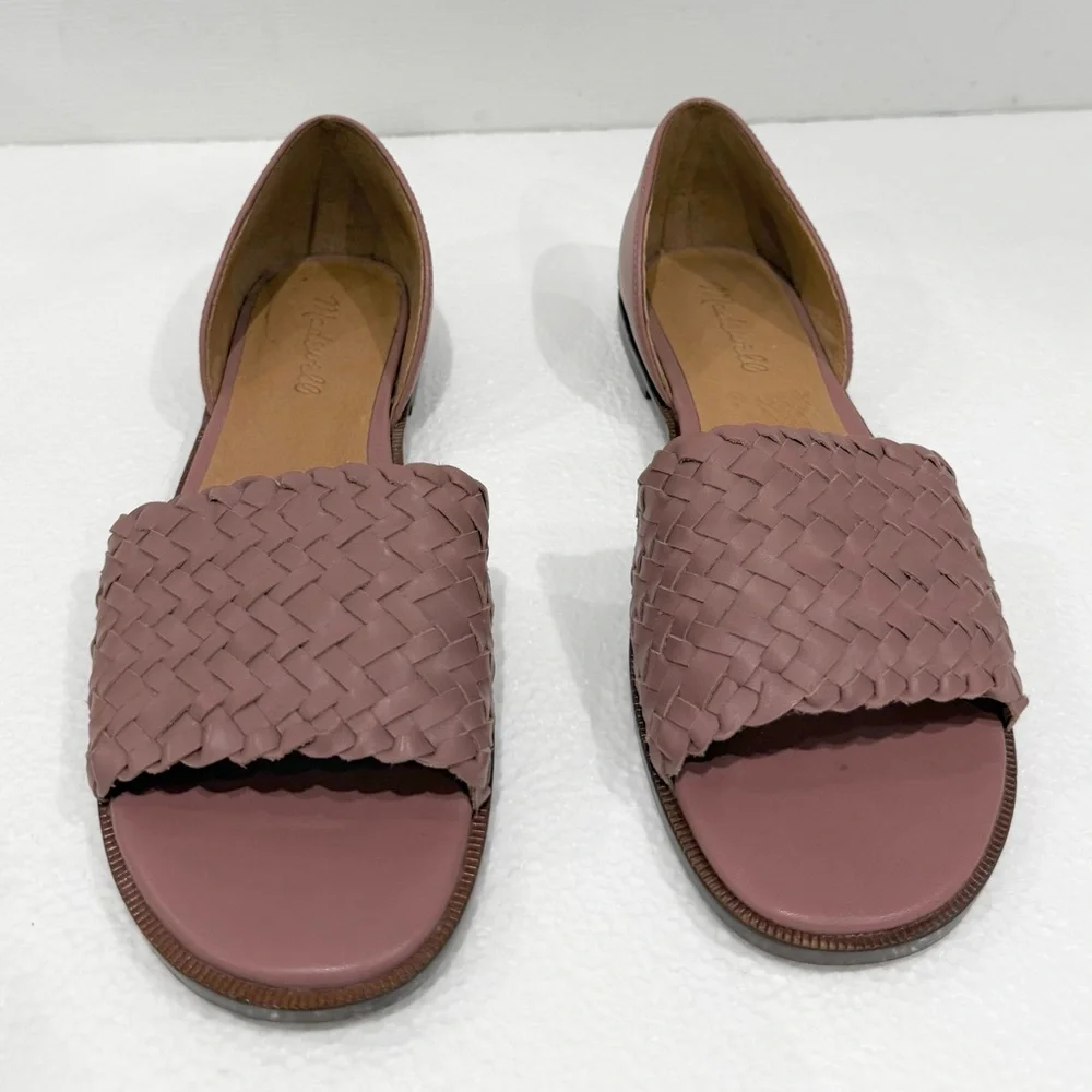Madewell The Kinsley d'Orsay Flat Shoes in Woven Leather Women Size 8 Pink Nude - Picture 2 of 9